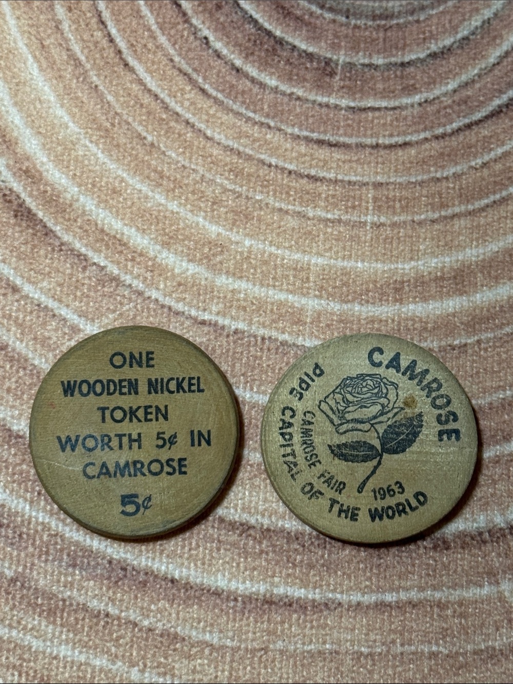 Vintage 1963 Camrose Alberta Fair Wooden Nickel Token Souvenir RARE